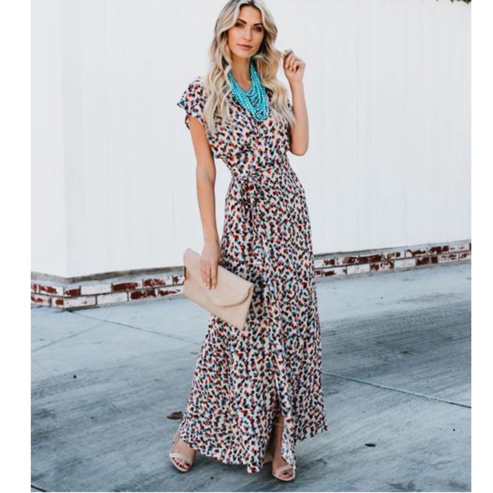 Bay breeze printed wrap maxi dress - medium - $45